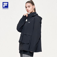 FILA ATHLETICS斐乐女士运动外套2021春季新款宽松潮流梭织上衣 深黑-BK 155/76A/XS