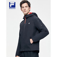 FILA ATHLETICS斐乐男士运动外套2021春季新款连帽跑步舒适运动服 深黑-BK 175/96A/L