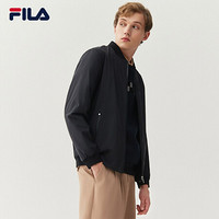 FILA 斐乐官方男士运动外套2021春季新款时尚运动茄克男上衣 正黑色-BK 170/92A/M