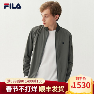 FILA 斐乐官方男士运动外套2021春季新款时尚运动茄克男上衣 涩灰-DY 175/96A/L