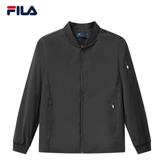 FILA 斐乐官方男士运动外套2021春季新款时尚运动茄克男上衣 正黑色-BK 175/96A/L