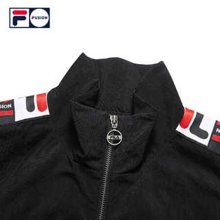 FILA FUSION 男子梭织外套春季新款潮牌复古撞色织带拉链开衫上衣 深黑-BK 185/104A/XXL