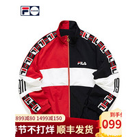 FILA FUSION斐乐男士梭织上衣2021春夏新款撞色拼接运动外套男 红色-RD 185/104A/XXL