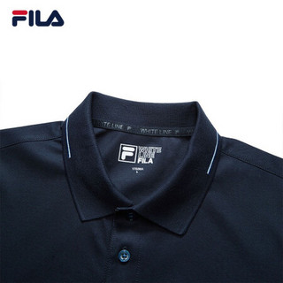 FILA 斐乐官方男士POLO衫2021年夏季新款休闲针织短袖衫上衣 传奇蓝-NV 180/100A/XL