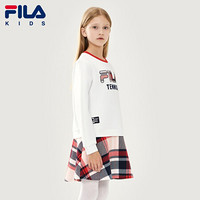 FILA KIDS 斐乐儿童套头卫衣中大童女童2021春季时尚简约潮流卫衣 玉石白-WT 140cm(140)