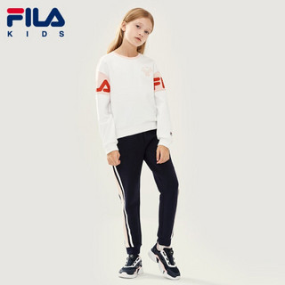 FILA KIDS 斐乐儿童中大童女童针织长裤2021春季新款运动时尚长裤 RD宝蓝-NV 130