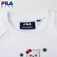 FILA KIDS斐乐童装女童连衣裙 2021春季新款儿童裙子拼接连衣裙女 标准白-WT 120