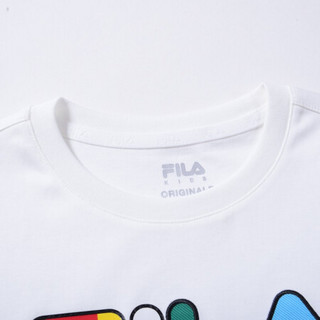 FILA KIDS 斐乐儿童 男孩短袖T恤2021年春季新款小童休闲logo运动 标准白-WT 160cm(160)