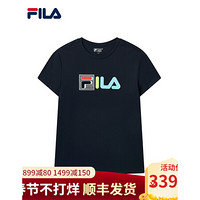 FILA 斐乐官方男士短袖T恤2021年夏季休闲运动上衣 传奇蓝-NV 175/96A/L