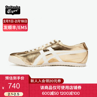 Onitsuka Tiger鬼塚虎休闲运动鞋MEXICO 66 男鞋 情侣款 THL7C2-9401 金色/白色 41.5