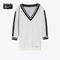 Onitsuka Tiger/鬼塚虎 中性 简约拼色长款针织衫 2182A371-102 白色 L