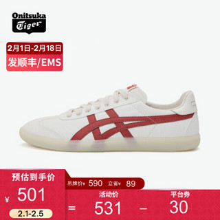 Onitsuka Tiger鬼塚虎板鞋休闲鞋男女复古时尚德训鞋TOKUTEN 1183A862 白色/红色 42.5