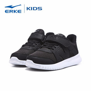 鸿星尔克官方旗舰（ERKE）儿童运动鞋 童鞋男童魔术贴扣透气跑鞋 正黑/正白 38