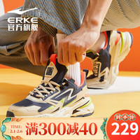 ERKE 鸿星尔克 运动鞋2020秋季上新男子缓震型跑鞋时尚撞色中国风休闲运动鞋耐磨防滑男鞋 暖亚麻/灰墨蓝 41