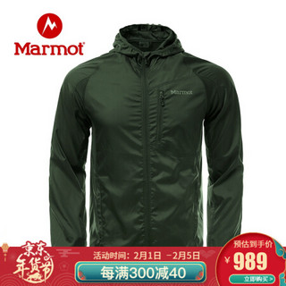 marmot/土拨鼠20新品防风防泼水透气带帽皮肤衣男户外 深锌色1389 XXL 欧码偏大