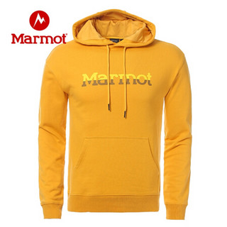 Marmot/土拨鼠秋冬柔软舒适轻量圆领套头卫衣男户外 琥珀黄887 XL（ 欧码偏大）