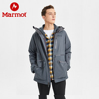 Marmot/土拨鼠秋冬防水透气保暖3M新雪丽棉滑雪服男户外 玛瑙灰1515 XL 欧码偏大