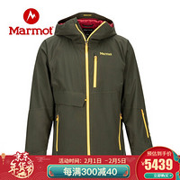 marmot/土拨鼠秋冬运动防水透气保暖滑雪服男户外 松脂绿/落叶金4988 XL 欧码偏大