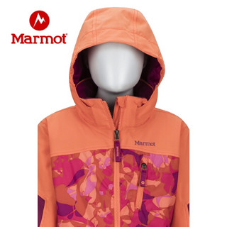 Marmot 土拨鼠 秋冬保暖防风时尚可拆卸帽夹棉滑雪服女童户外 浆果紫/旱荷橙7361 M 欧码偏大