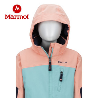 marmot/土拨鼠秋冬保暖防风时尚可拆卸帽夹棉滑雪服女童户外 北极蓝4955 M 欧码偏大