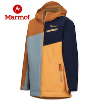 marmot/土拨鼠秋冬保暖防风时尚可拆卸帽夹棉滑雪服男童户外 花岗岩蓝/落日橙4958 L 欧码偏大