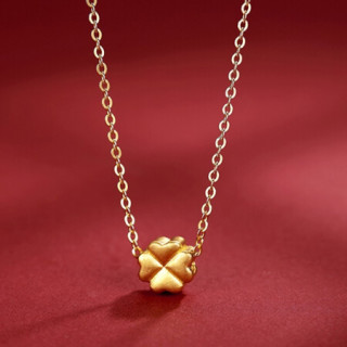 佐卡伊 黄金吊坠女足金羽毛项链纯金送女友生日礼物 足金四叶草吊坠