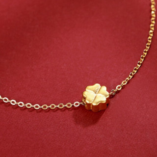 佐卡伊 黄金吊坠女足金羽毛项链纯金送女友生日礼物 足金四叶草吊坠