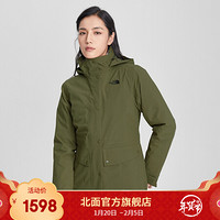 TheNorthFace北面三合一冲锋衣女户外上新|4U7P YCM/绿色/米白色 XXL