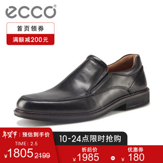 ECCO爱步正装鞋商务套脚皮鞋平底男鞋圆头德比鞋 霍顿621124 黑色62112401001 38