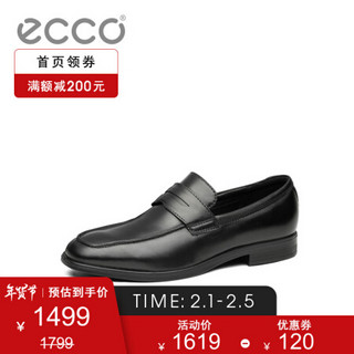 ECCO爱步乐福鞋英伦商务皮鞋男透气套脚鞋 墨本621684 黑色62168401001 44