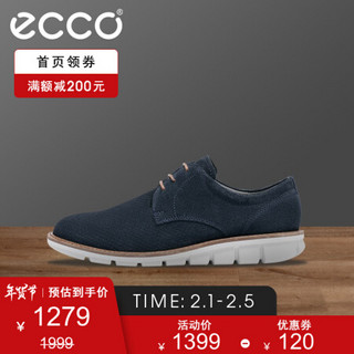 ECCO爱步英伦风皮鞋 男鞋潮商务正装鞋 杰里米602704 海军蓝60270405058 39