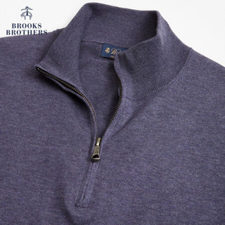 Brooks Brothers/布克兄弟男士秋冬Supima棉半高领半拉链针织衫 5003-紫色 S