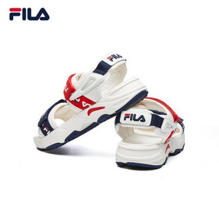 FILA 女鞋 斐乐官方 TRACER SANDAL女子运动凉鞋魔术贴2020夏季新款休闲鞋沙滩鞋 奶白/火红-GR 39