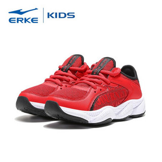 鸿星尔克官方旗舰（ERKE）男童鞋慢跑鞋儿童运动鞋魔术贴慢跑鞋 大学红/正黑 33