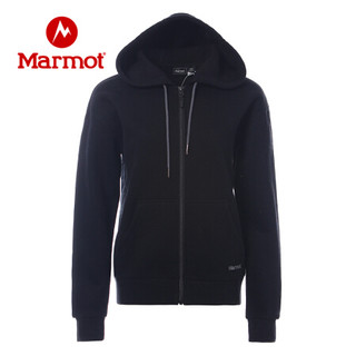 Marmot/土拨鼠秋冬户外女士保暖透气长袖加绒加厚开衫连帽卫衣 胜利红6702 L 欧码偏大