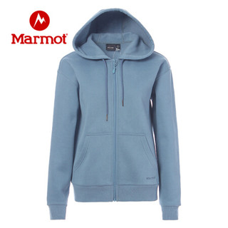 Marmot/土拨鼠秋冬户外女士保暖透气长袖加绒加厚开衫连帽卫衣 胜利红6702 L 欧码偏大