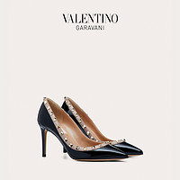 VALENTINO GARAVANI/华伦天奴 女士 黑色ROCKSTUD 漆皮铆钉高跟鞋 ZW2S0A04VNWN91 （38、黑色）