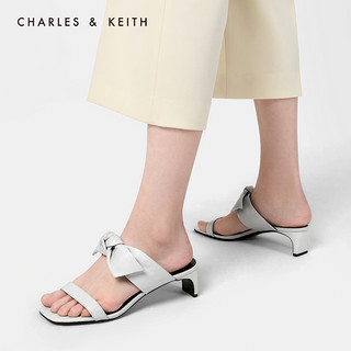 CHARLES&KEITH女鞋SL1-60920013蝴蝶结高跟凉拖鞋（34、Brown棕色）