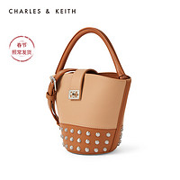 CHARLES&KEITH女包CK2-10781222女士摩登手提单肩水桶包（Berry红莓色）