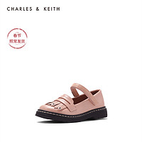 CHARLES&KEITH童鞋CK9-71700038宽流苏装饰女童乐福鞋（24（2.5-3岁）、White白色）