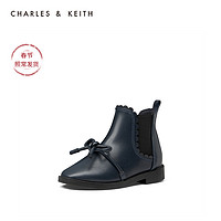 CHARLES&KEITH女靴CK9-91700010绳管蝴蝶结儿童休闲短靴（30、DARK BLUE深蓝色）