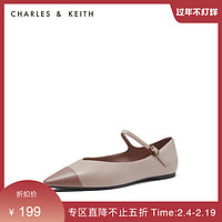 CHARLES&KEITH女鞋CK1-70900183拼色尖头平底单鞋（39、Nude肉色）