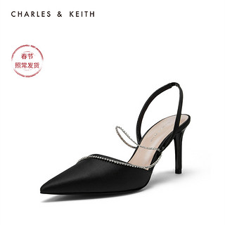 CHARLES&KEITH女鞋CK1-60361237链条尖头高跟单鞋（34、Green绿色）