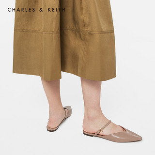 CHARLES&KEITH女鞋CK1-70900184平底穆勒鞋（38、Black黑色）