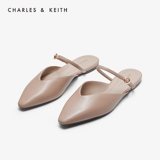 CHARLES&KEITH女鞋CK1-70900184平底穆勒鞋（39、Black黑色）