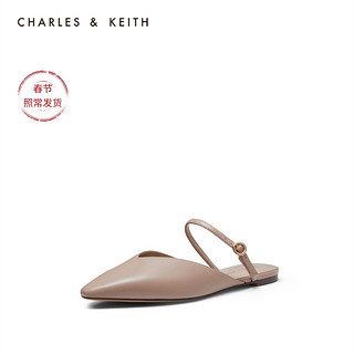 CHARLES&KEITH女鞋CK1-70900184平底穆勒鞋（40、Black黑色）