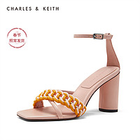 CHARLES&KEITH女鞋CK1-60480011编织绊带露趾高跟凉鞋（41、Chalk粉白色）