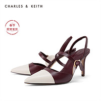 CHARLES&KEITH女鞋CK1-60920190拼接尖头高跟凉鞋（41、Cream奶白色）