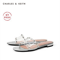 CHARLES&KEITH女鞋CK1-70380790透明低跟凉拖鞋（36、Silver银色）