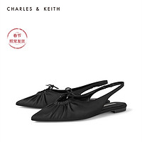 CHARLES&KEITH女鞋CK1-70900195褶皱鞋面平跟凉鞋（40、Blush浅红色）